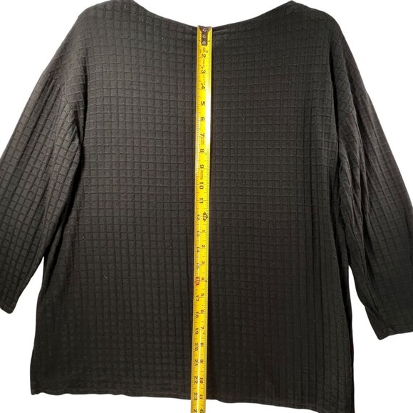 J Jill WearEver Collection Black Waffle Textured Knit 3/4 Sleeve Top Size M - Picture 11 of 12
